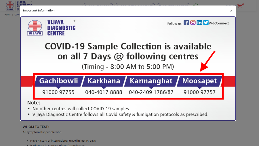 Steps to book COVID19(Coronavirus) test lab visit appointment from